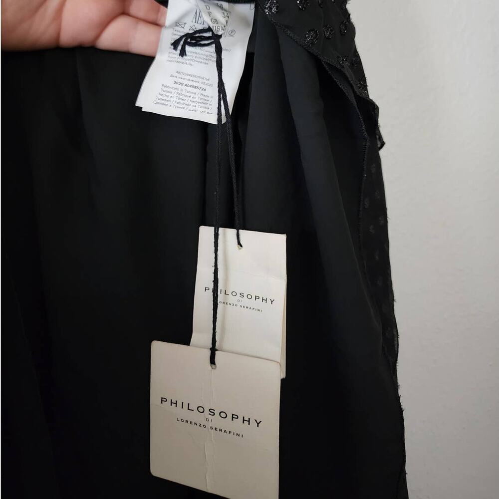 Philosophy Di Lorenzo Serafini Gathered Metallic Fil Coupe Georgette Mini Dress - Picture 9 of 15